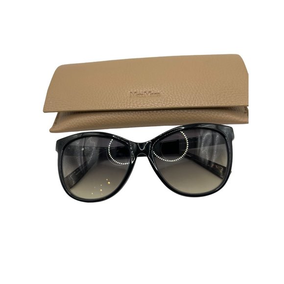 Max Mara Black Thin Sunglasses Size Medium Prescription Extra Lenses Case main image 4